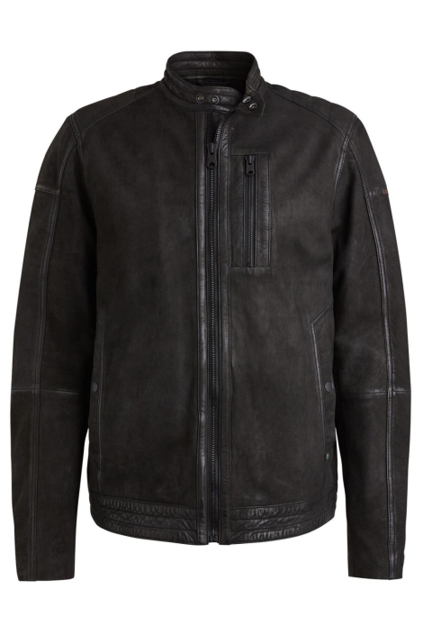 Cast Iron zwarte heren leren jas | Vooraanzicht