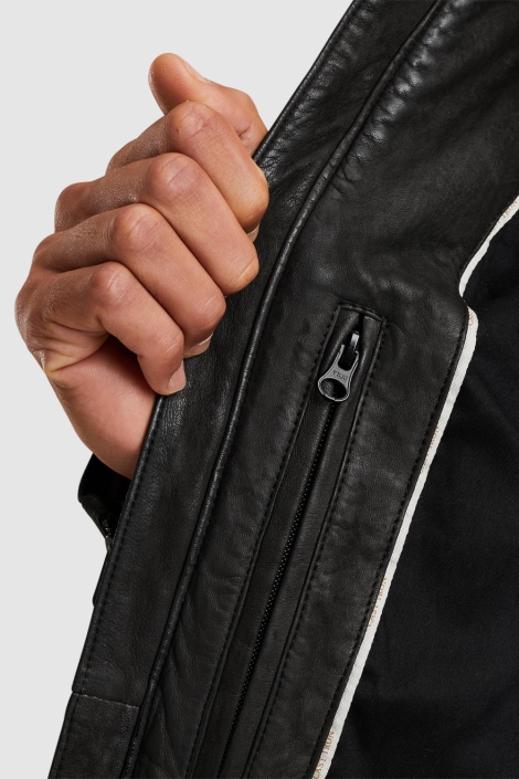 Cast Iron zwarte heren leren jas | Unique Selling Point