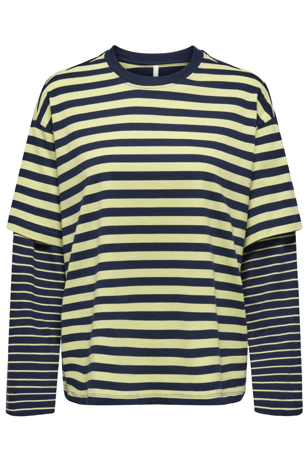 Only blauwe dames t-shirt | Ronde hals | Regular fit | Streep patroon | Lange mouw