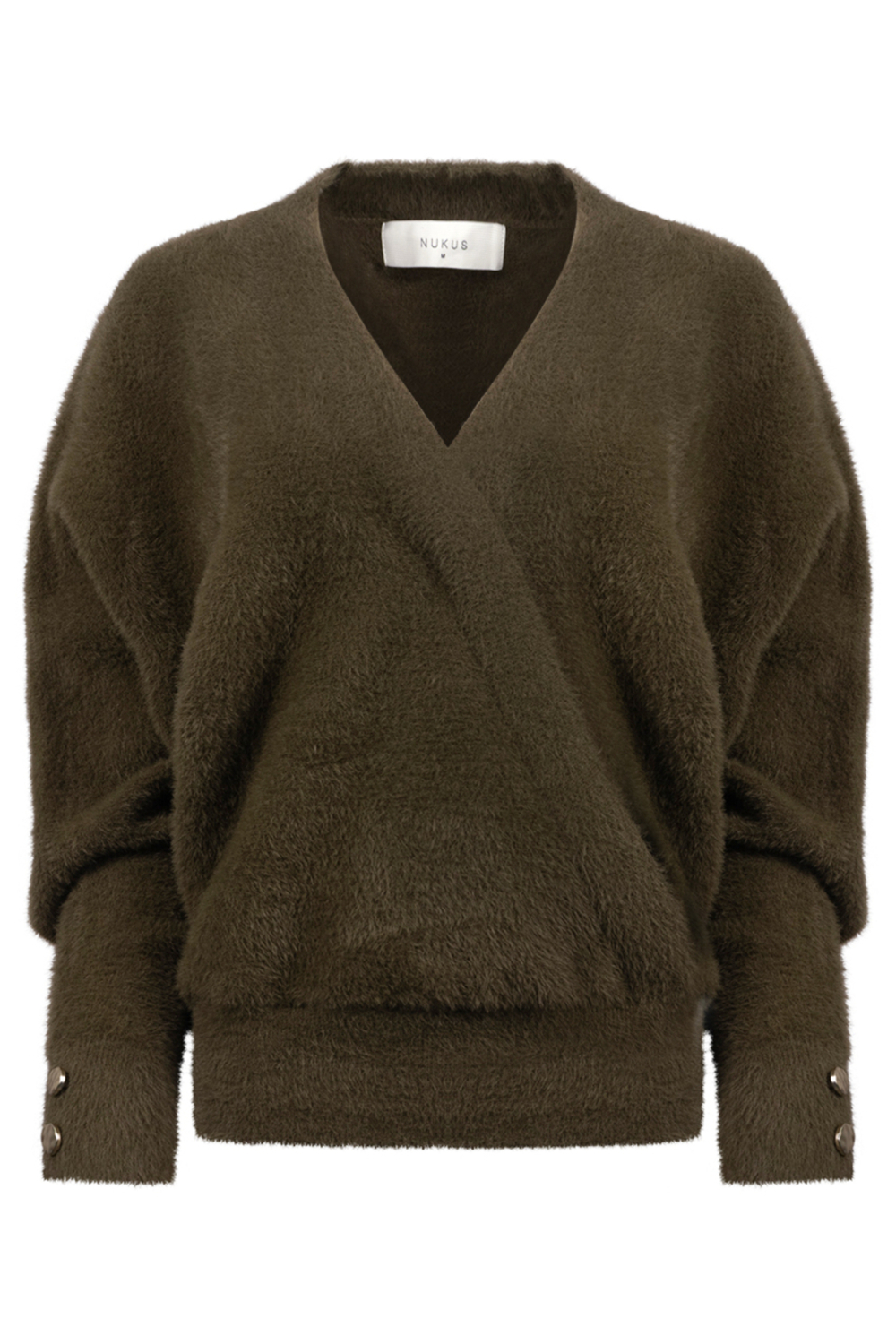 Nukus groene dames trui | Overslag halslijn | Regular fit | Structuur patroon | Lange mouw