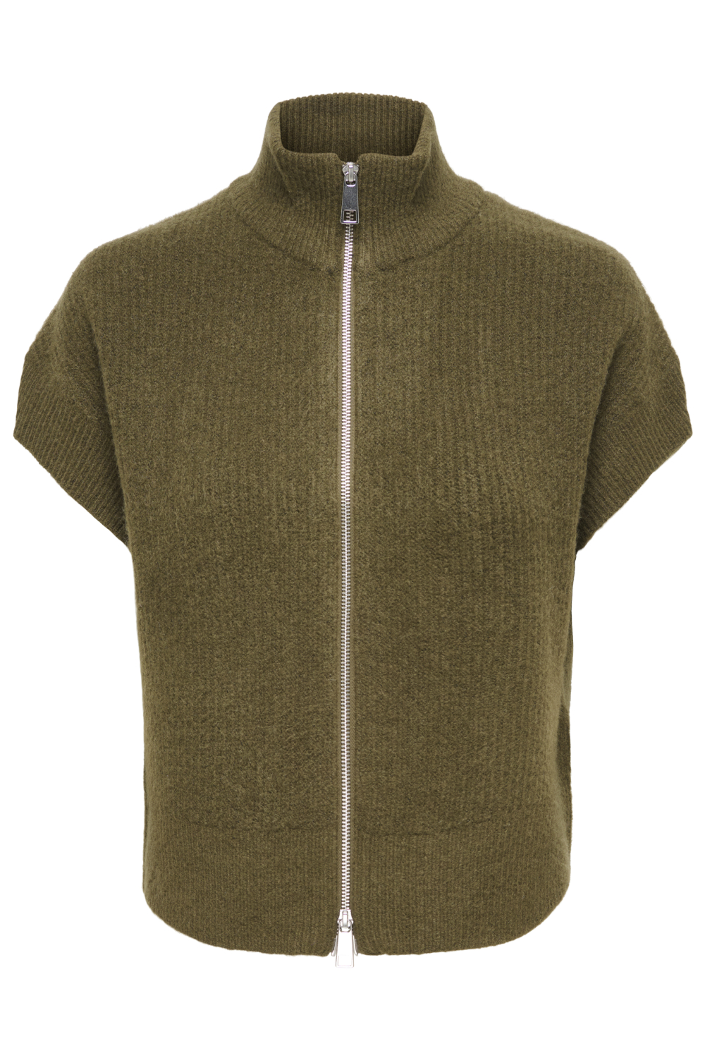 Only groene dames vest | High neck halslijn | Regular fit | Ritssluiting | Kap mouw