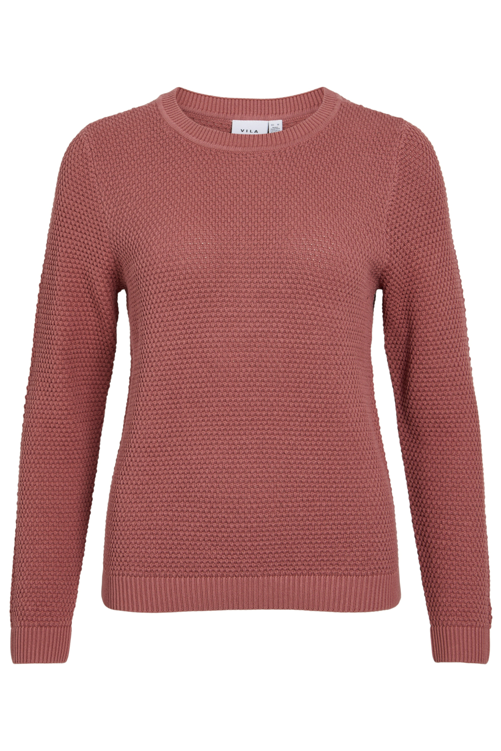 Vila oranje dames t-shirt | Ronde hals | Regular fit | Structuur patroon | Duurzaam | Lange mouw