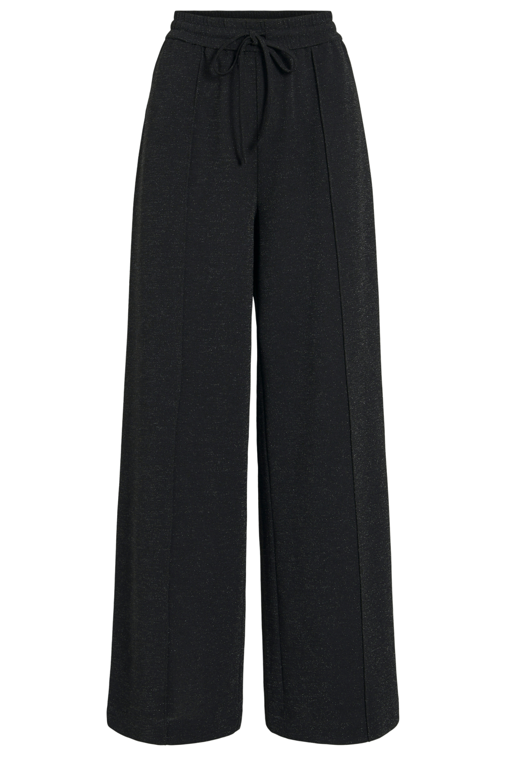 Vila zwarte dames broek | Wide leg fit | Glitters patroon | Elastische boord | Duurzaam | High waist
