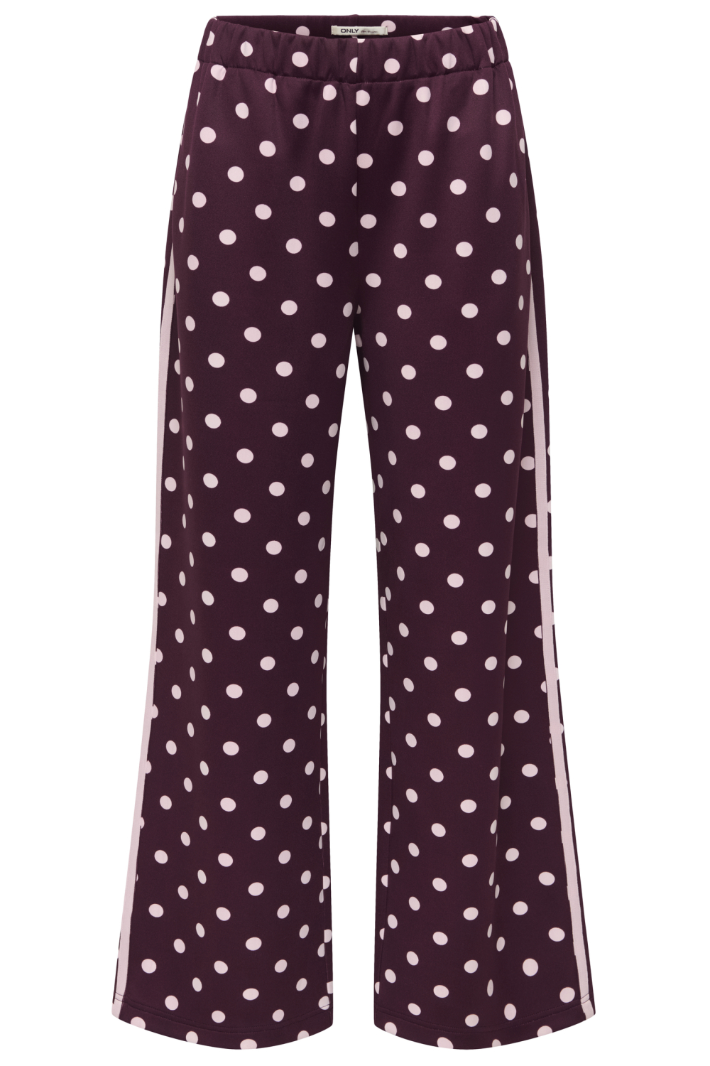 Only bordeaux dames broek | Wide leg fit | Steekzakken | Stippen patroon | Elastische boord | Duurzaam | Regular waist