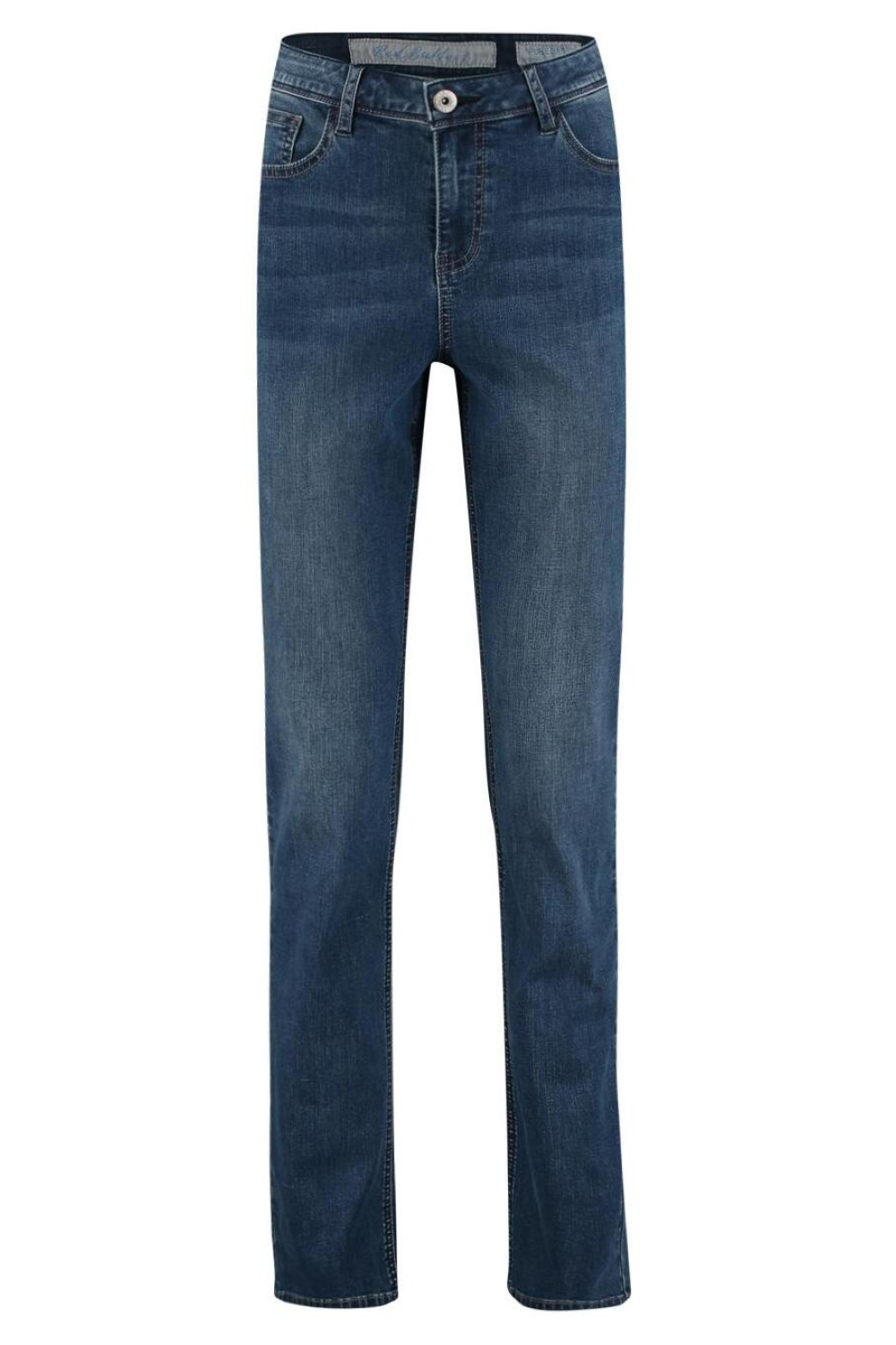 Red Button blauwe dames jeans | Regular waist | Stonewash wassing | Straight fit | 5-Pocket zakken | Knoop- en ritssluiting | Regular waist