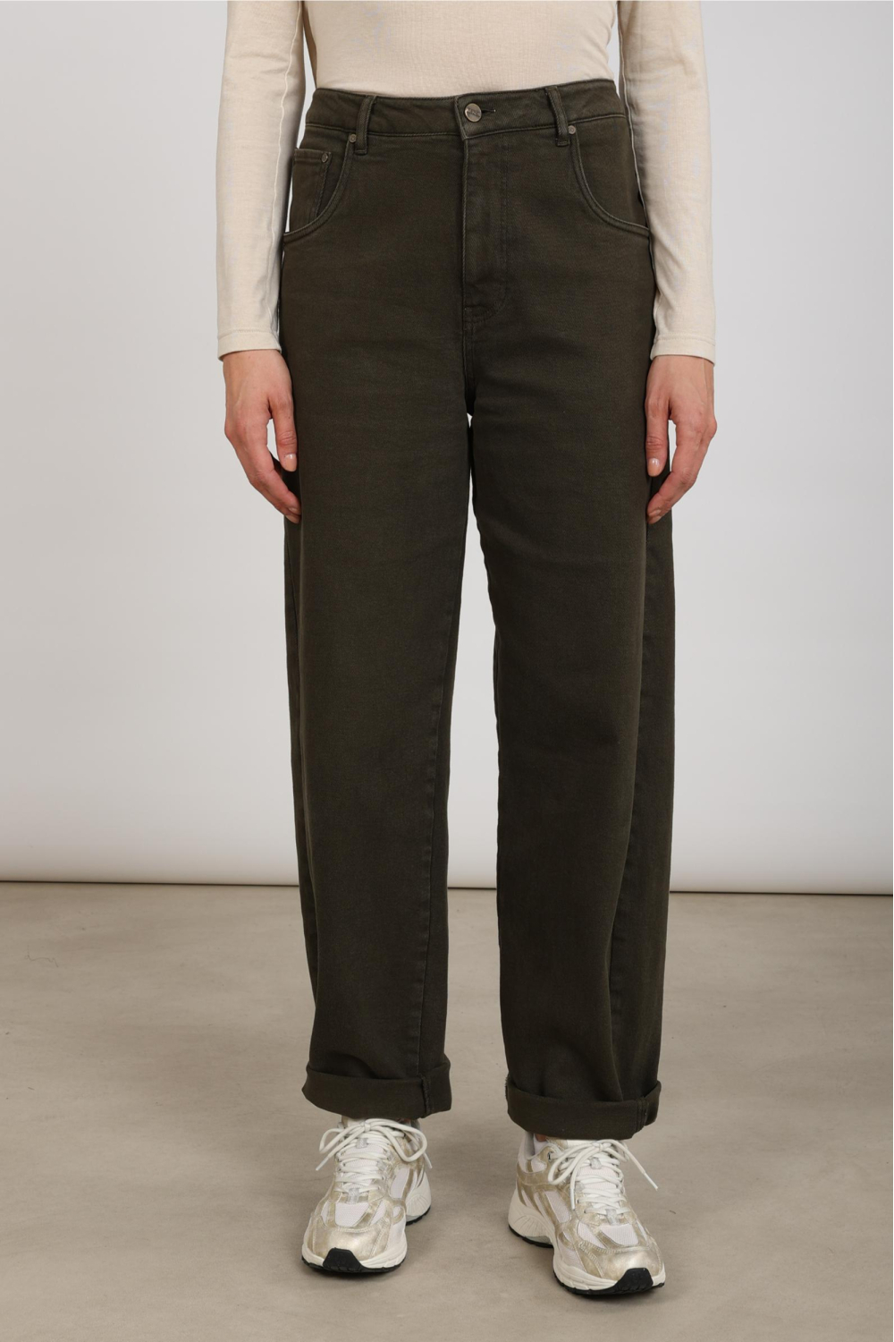 Nukus groene dames jeans | Regular waist | Rinsewash wassing | Regular fit | 5-Pocket zakken | Knoop- en ritssluiting | Regular waist